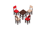 Chair and Table Isometric Design