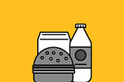 Breakfast Burger and Milk Icon