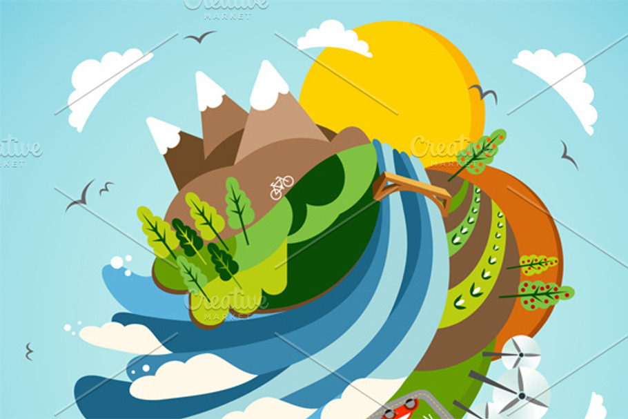 Go Green energy Earth illustration in Illustrations - product preview 8