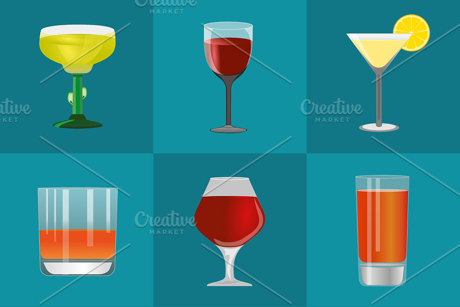 Alcohol and beer icons set