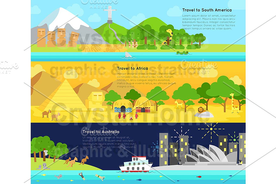 World continent tourism banner 2 in Illustrations - product preview 8