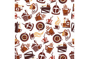 Brown coffee retro seamless pattern