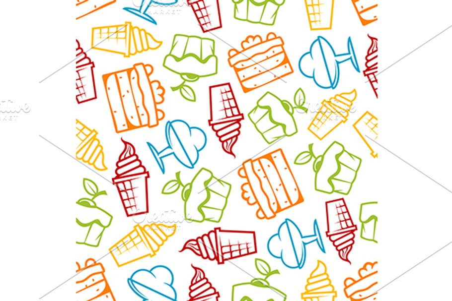 Cakes and ice cream seamless pattern in Patterns - product preview 8