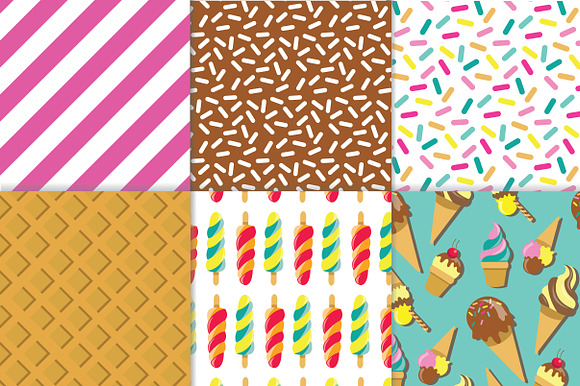 Ice Cream Digital Paper Set in Patterns - product preview 1