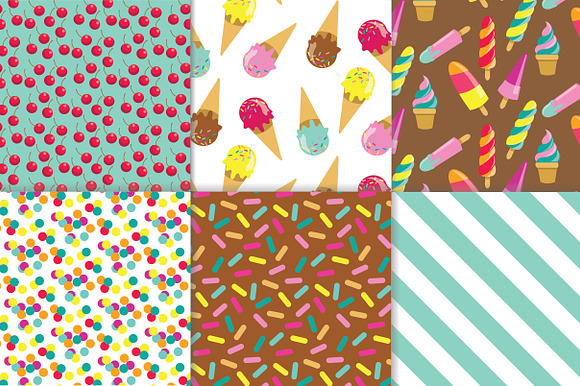 Ice Cream Digital Paper Set in Patterns - product preview 2
