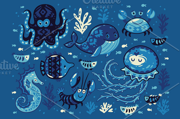 Ocean Life in Illustrations - product preview 1