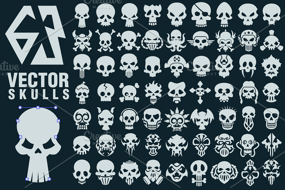 63 Vector Skulls Collection in Illustrations - product preview 8