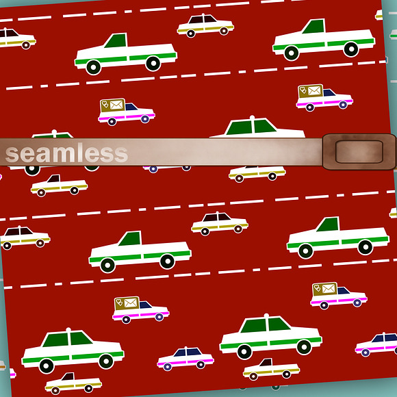 Set of kids patterns cartoon cars in Patterns - product preview 2