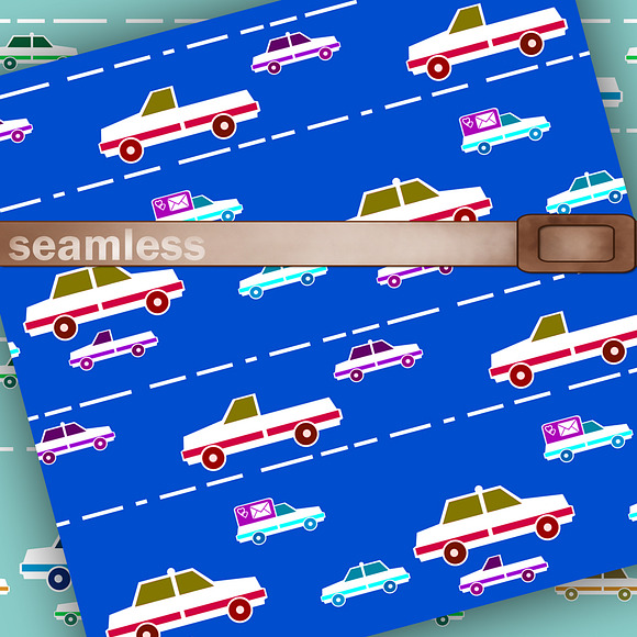 Set of kids patterns cartoon cars in Patterns - product preview 3
