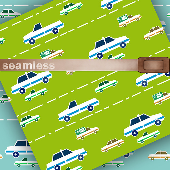 Set of kids patterns cartoon cars in Patterns - product preview 4
