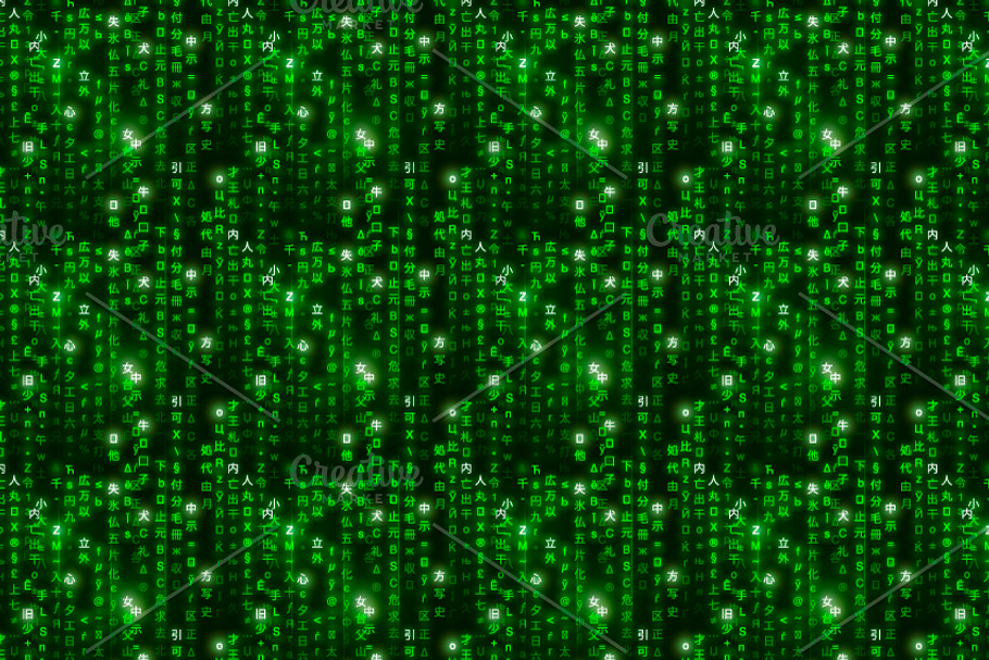 Green matrix symbols, a4 background in Illustrations - product preview 8