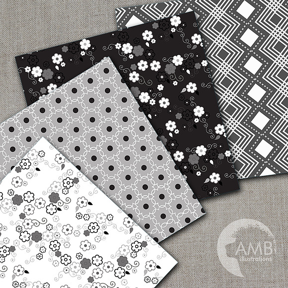 Black and White Digtial Papers, 1264 in Patterns - product preview 1