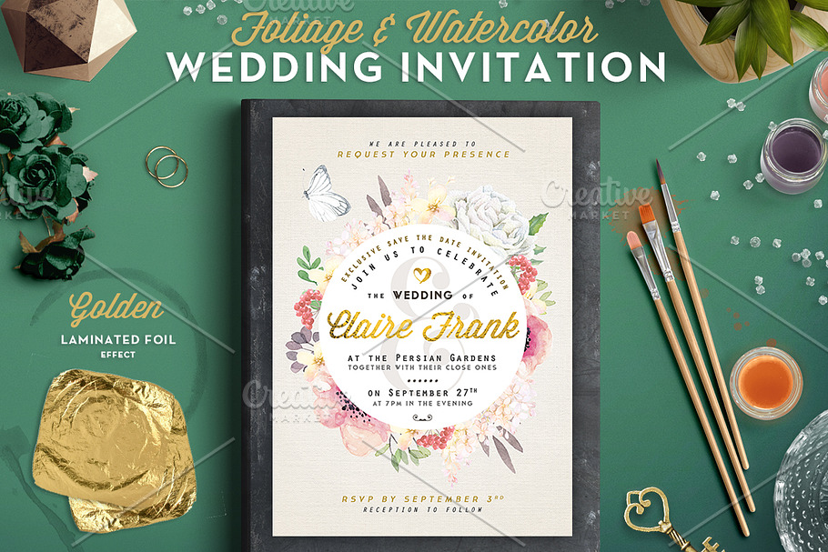 Foliage&Watercolor Wedding Invite II