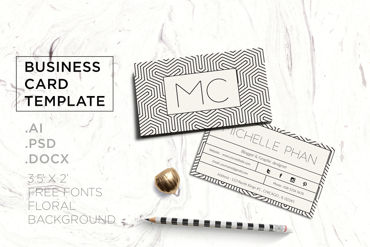 Geometric business card template in Business Card Templates - product preview 8
