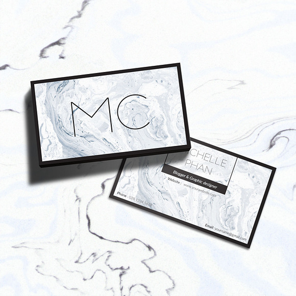 Marble business card template in Business Card Templates - product preview 2