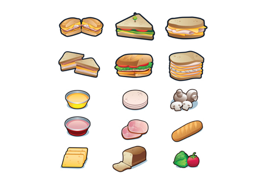 Sandwiches and ingredients
