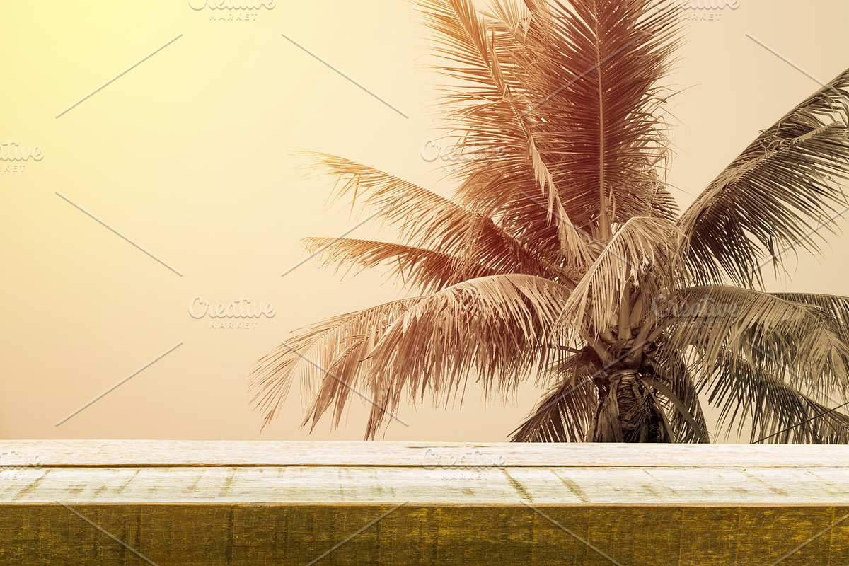 Wood table top on coconut tree in Product Mockups - product preview 8