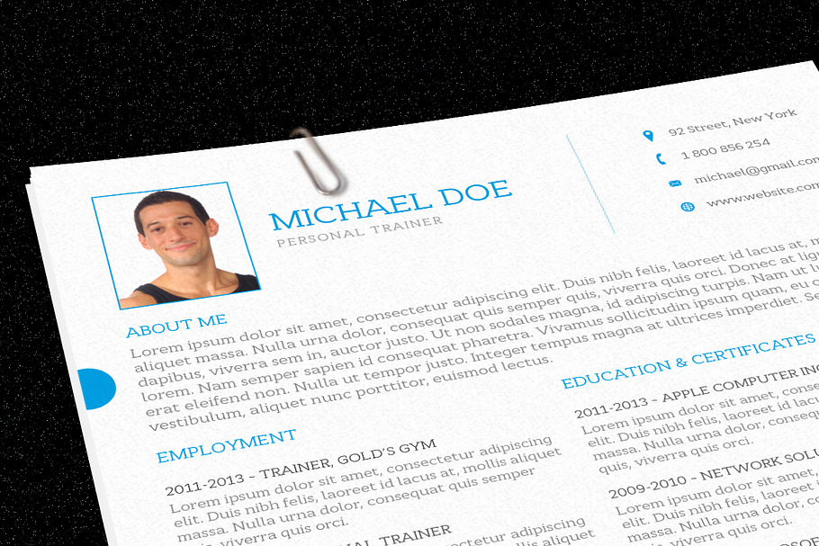 Personal Trainer Resume in Resume Templates - product preview 8