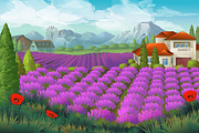 Lavender field, vector background