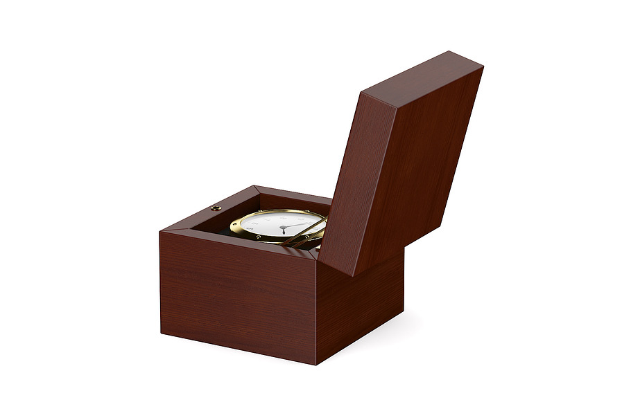 Golden Watch in Wooden Box in Appliances - product preview 2