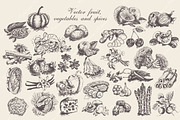 Set of vector fruit and vegetables
