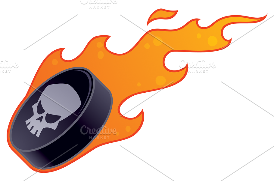 Flaming Hockey Puck in Illustrations - product preview 8