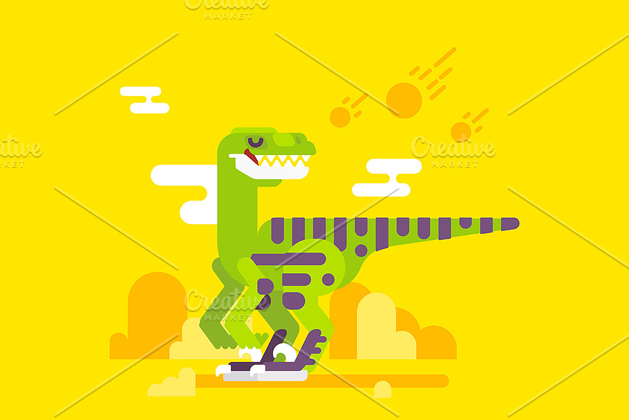 Velociraptor dinosaur character in Illustrations - product preview 8