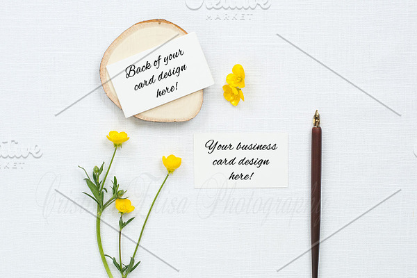 calligraphy mockup business cards