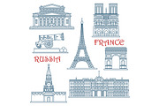 Landmarks of Russia and France
