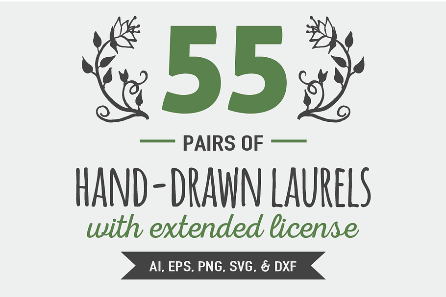55 Pairs of Hand-drawn Laurels in Illustrations - product preview 8