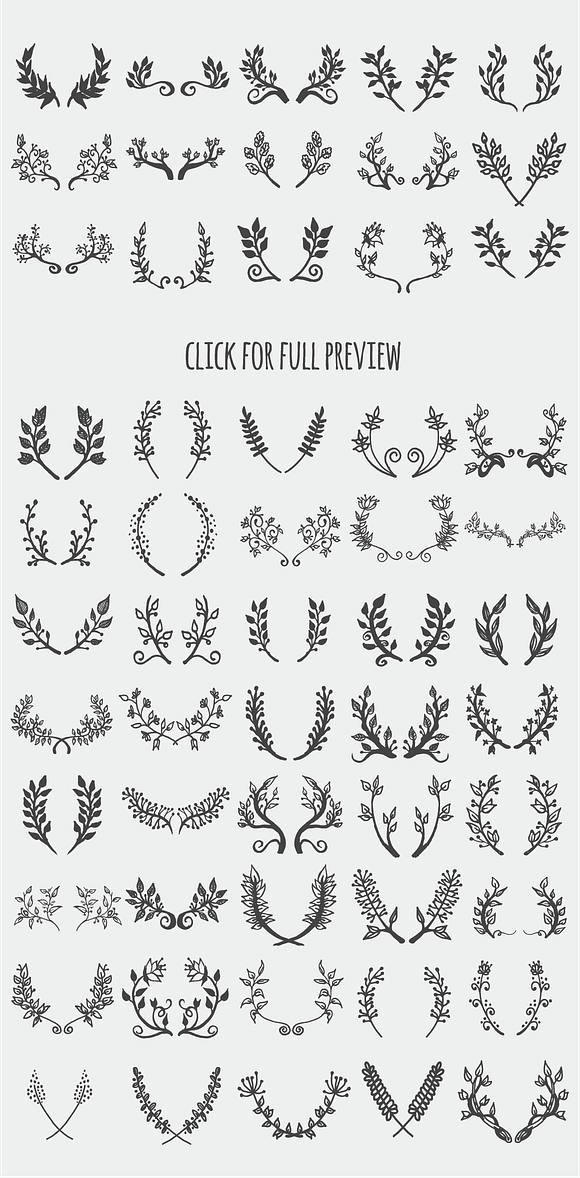 55 Pairs of Hand-drawn Laurels in Illustrations - product preview 1
