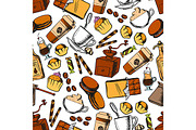 Coffee, sweets and pastries pattern