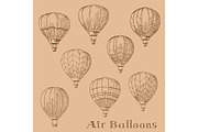 Sketches of hot air balloons
