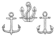 Sketched navy ship anchors