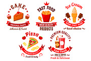 Fast food and pastry icons
