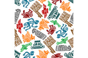 Mayan and aztec totems pattern