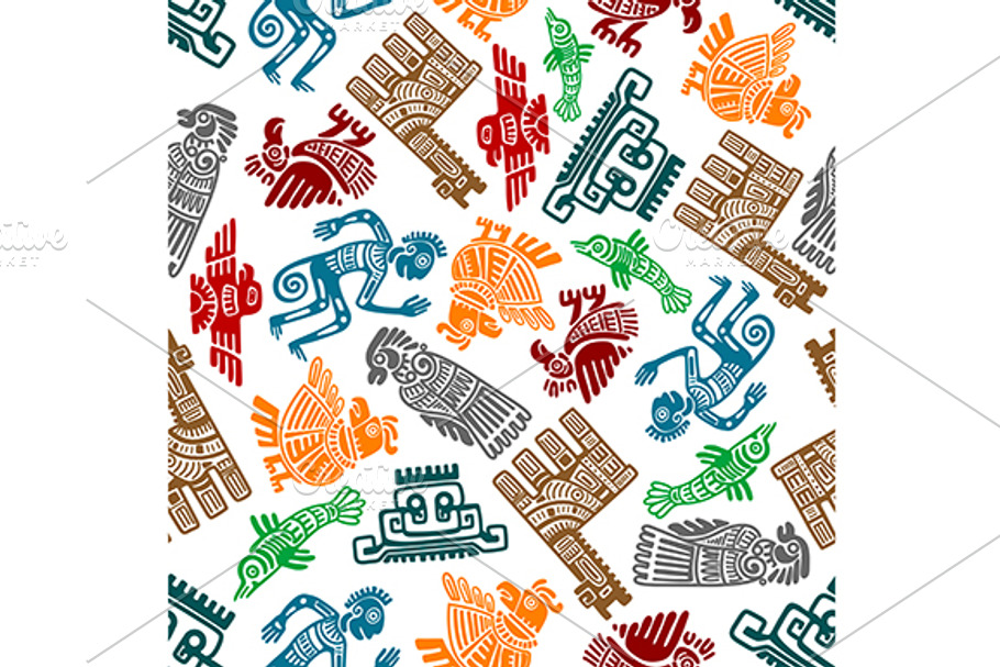 Mayan and aztec totems pattern in Patterns - product preview 8