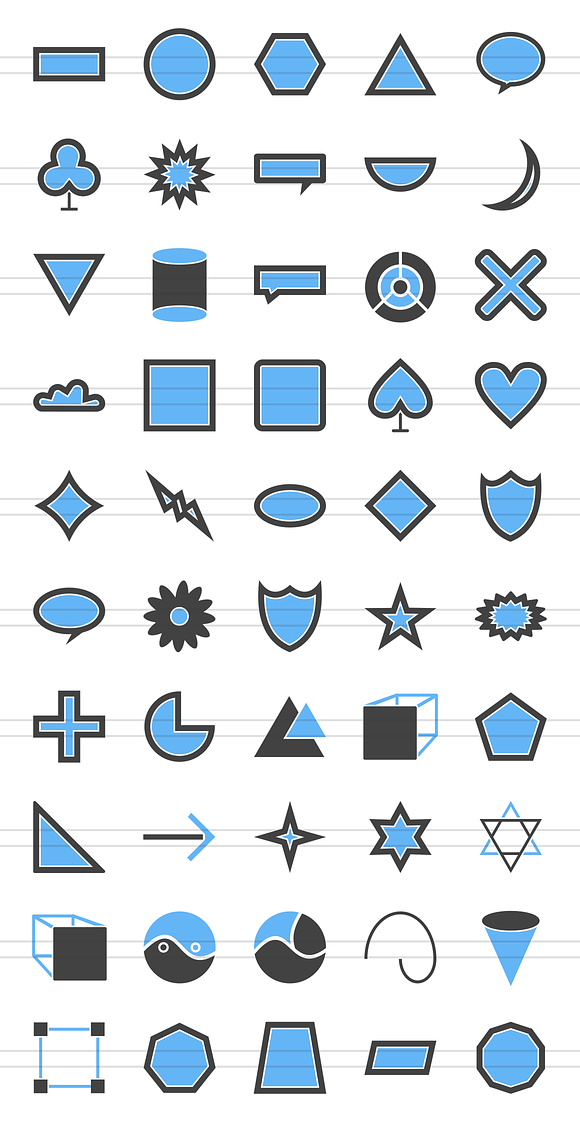 50 Shapes&Geometry Blue&Black Icons in Graphics - product preview 1