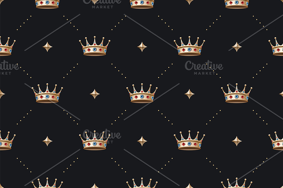 Seamless pattern with king crown in Patterns - product preview 8