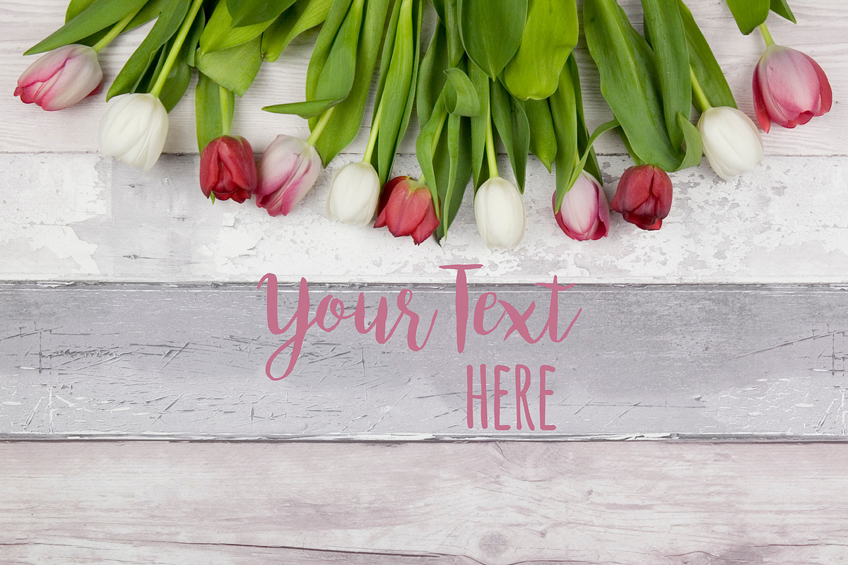 Spring Floral Tulip Wood Background in Scene Creator Mockups - product preview 8