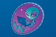 Alien With Laptop Computer