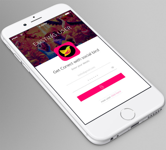 4 Flat Social Bird App Design UI in UI Kits and Libraries - product preview 4