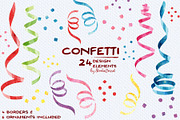 Confetti- watercolor cliparts