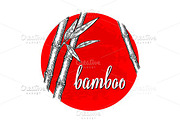 Bamboo trees on red circle