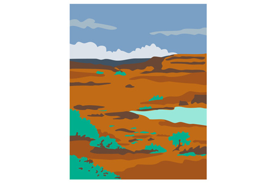 Columbian Basin Desert Scene Retro in Illustrations - product preview 8