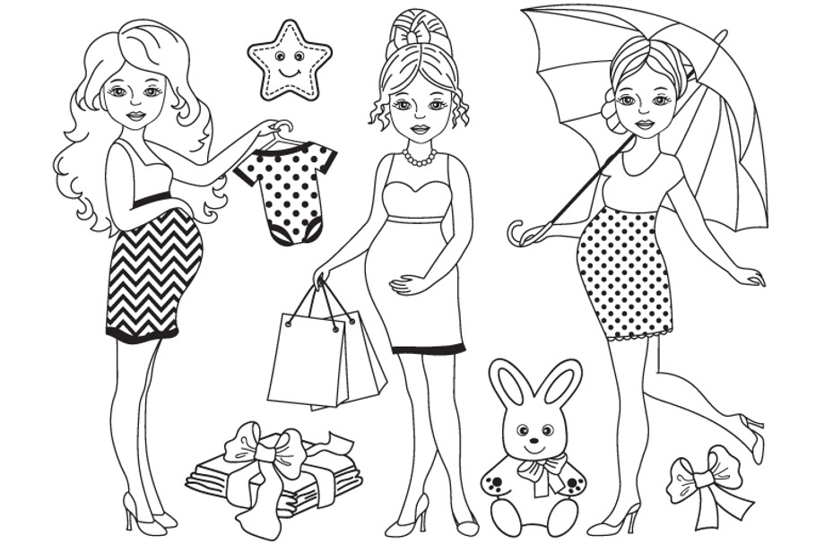 Pregnant Women Set in Illustrations - product preview 8