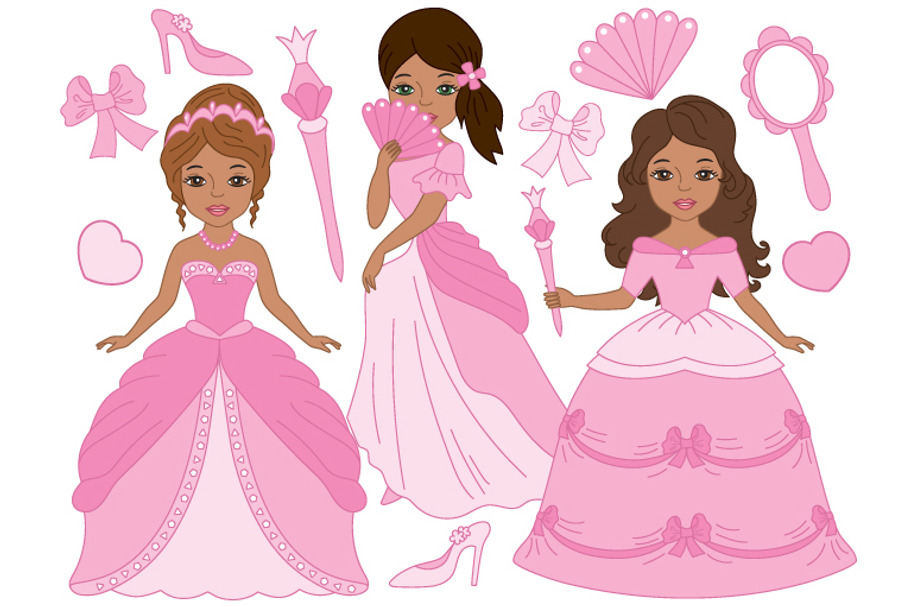 African American Princesses in Pink  in Illustrations - product preview 8