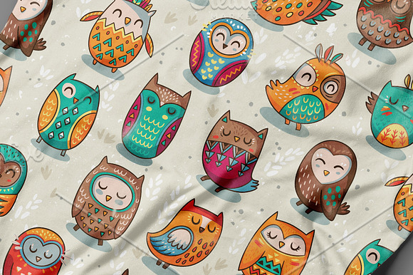 Tribal owls pattern in Patterns - product preview 4