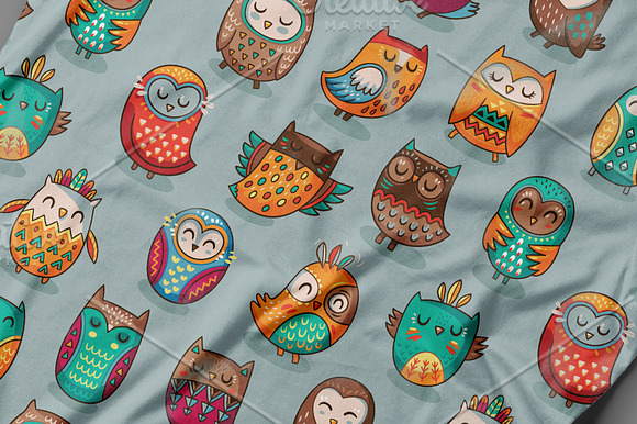 Tribal owls pattern in Patterns - product preview 5