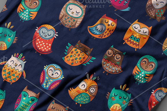 Tribal owls pattern in Patterns - product preview 6